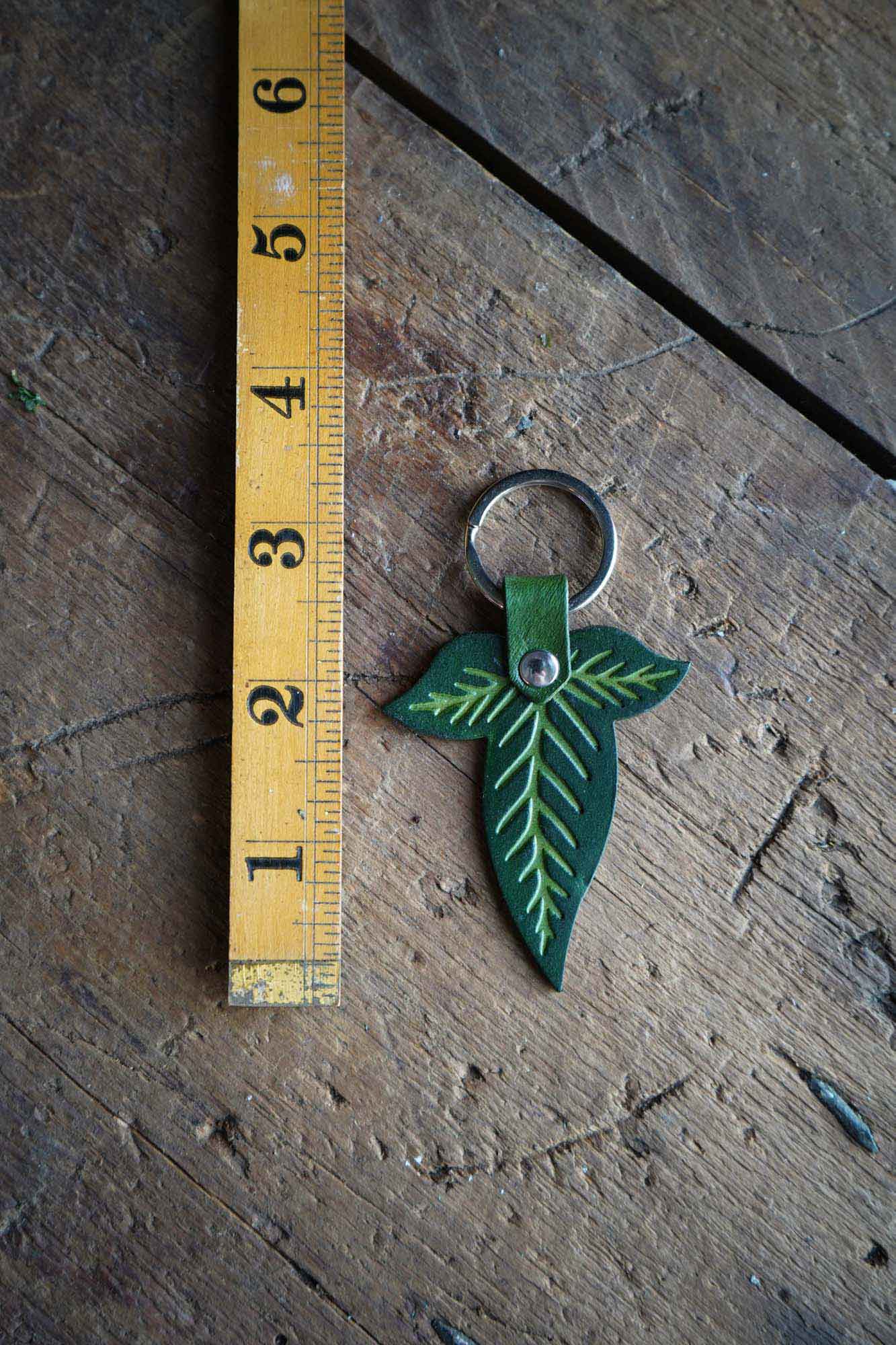 Elven Leaf Leather Keychain
