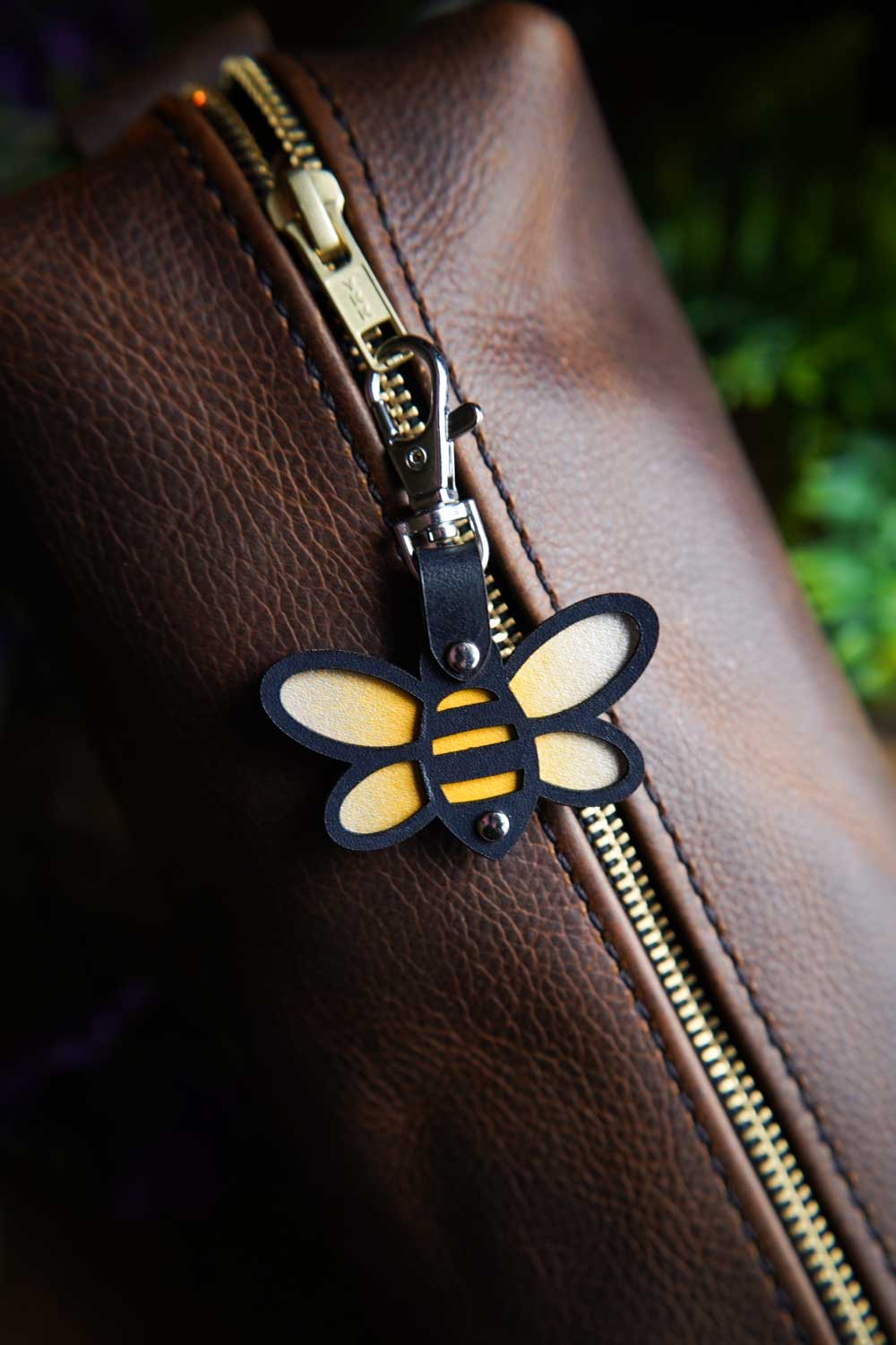 Bee Mini Leather Bag Charm - Made In Canada - Hammerthreads