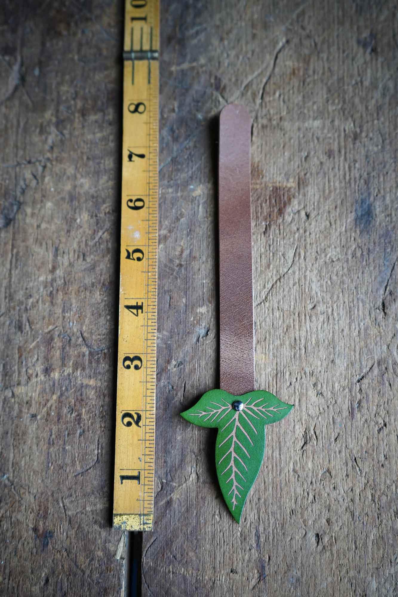 Personalized Leather Elven Leaf Bookmark