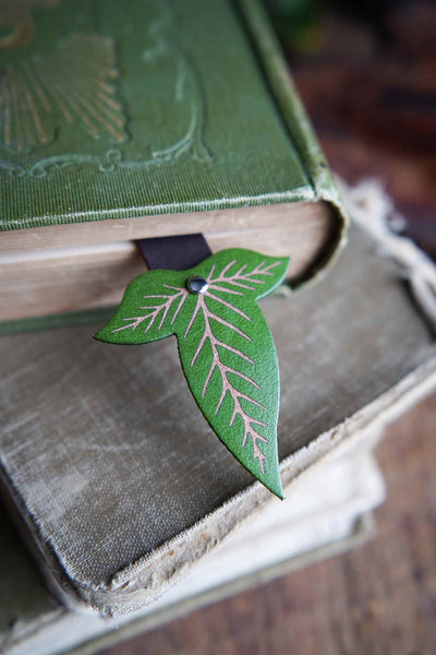 Personalized Leather Elven Leaf Bookmark