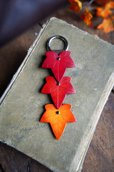 Fall Ivy Leaf - Leather Bag Charm