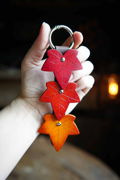 Fall Ivy Leaf - Leather Bag Charm