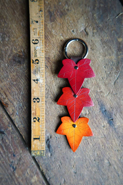 Fall Ivy Leaf - Leather Bag Charm