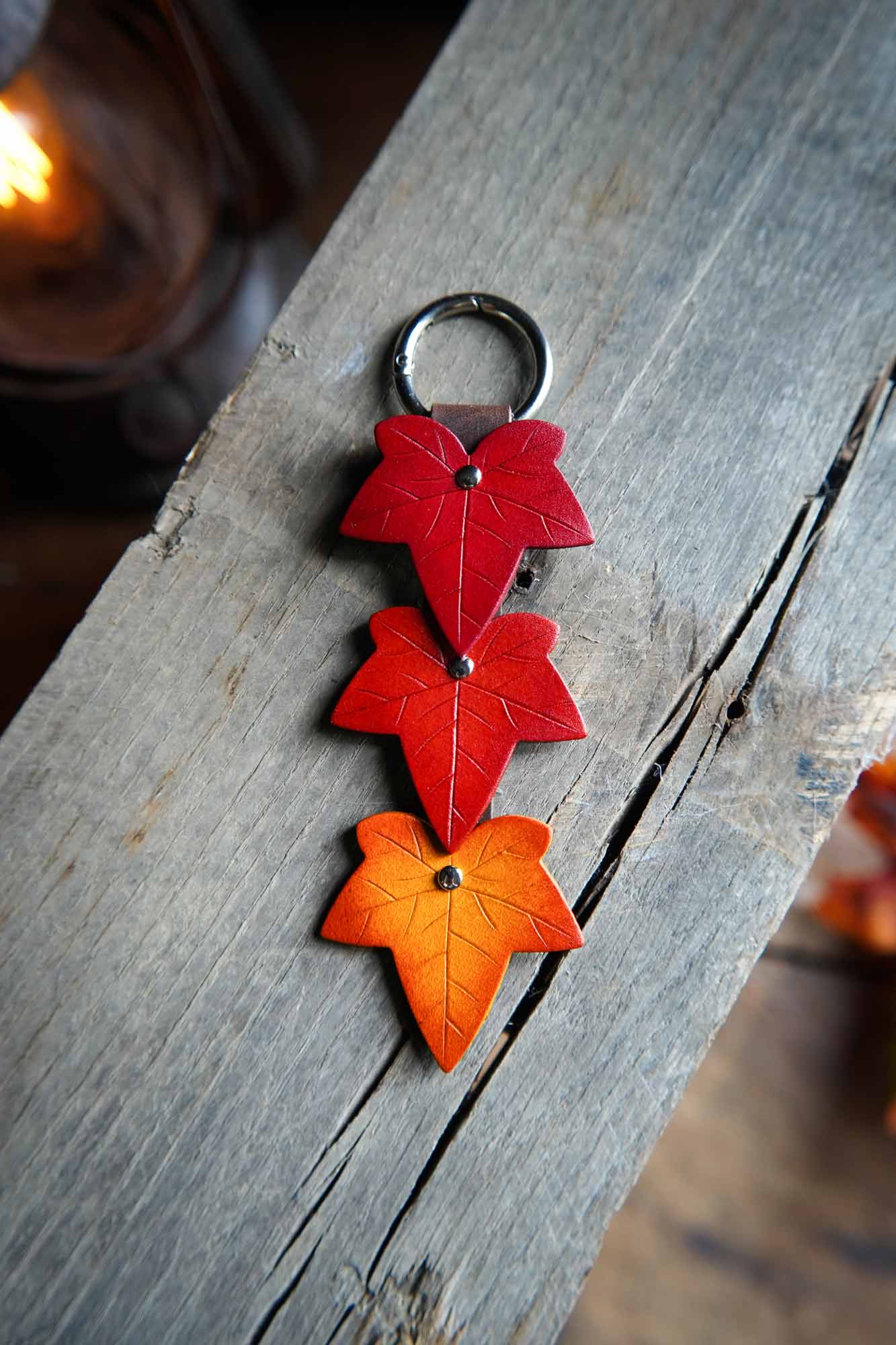 Fall Ivy Leaf - Leather Bag Charm