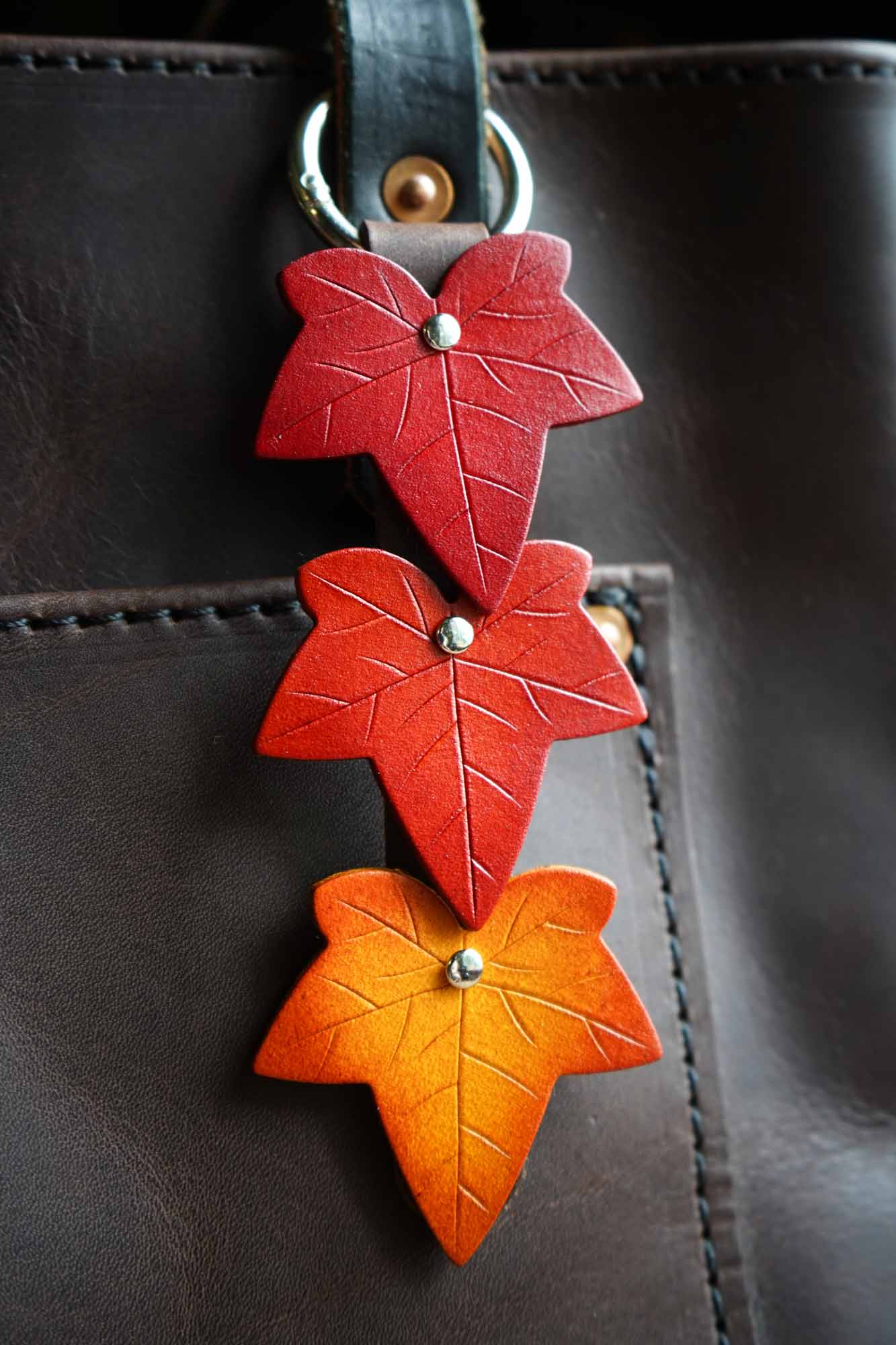 Fall Ivy Leaf - Leather Bag Charm