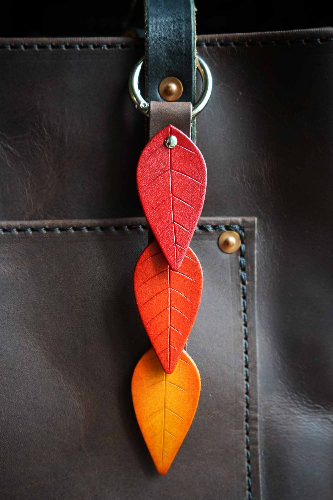 Fall Leaf - Leather Bag Charm