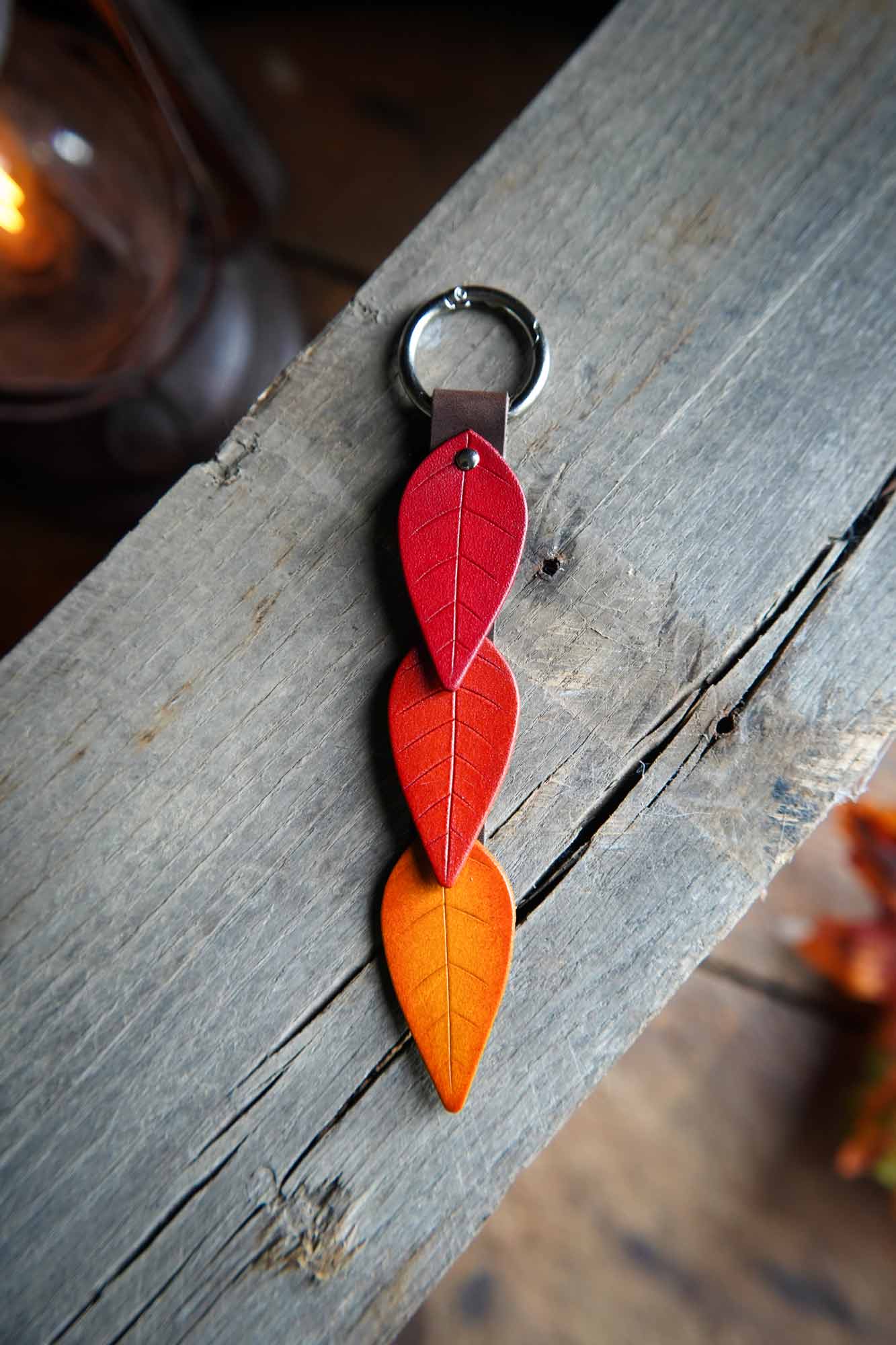 Fall Leaf - Leather Bag Charm