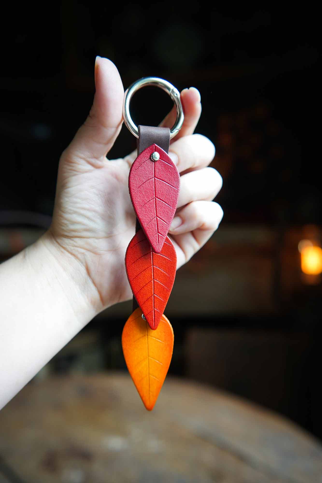 Fall Leaf - Leather Bag Charm