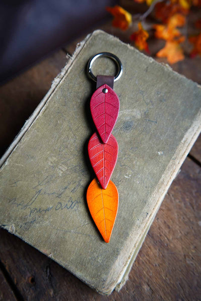 Fall Leaf - Leather Bag Charm