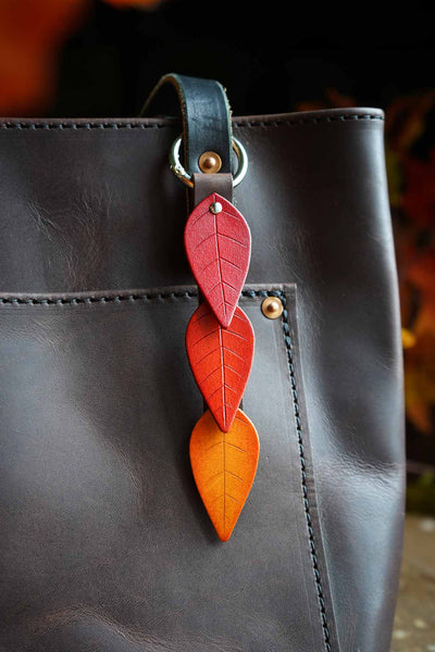 Fall Leaf - Leather Bag Charm