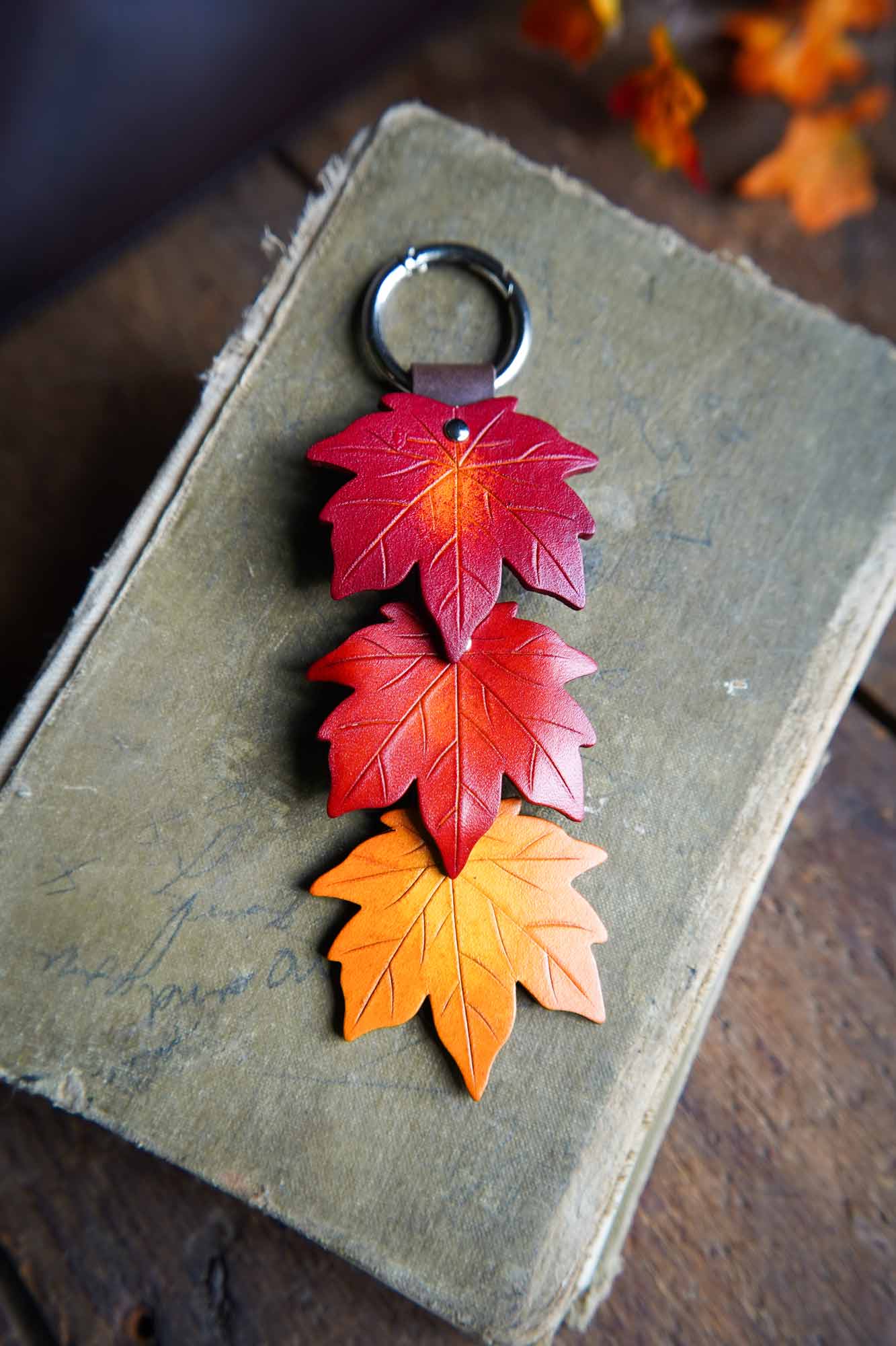 Fall Maple Leaf - Leather Bag Charm