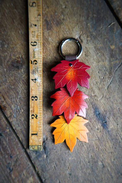 Fall Maple Leaf - Leather Bag Charm