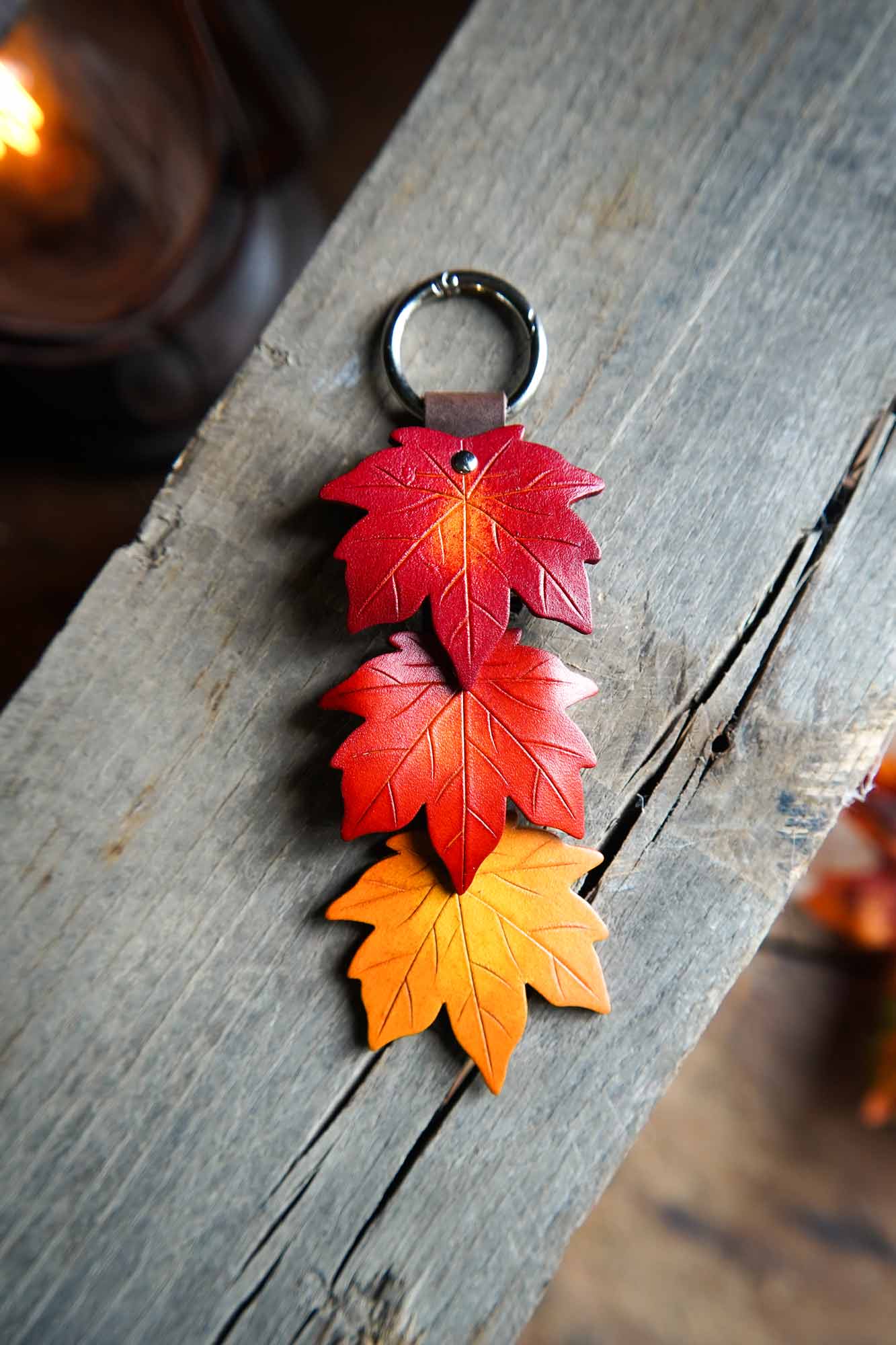 Fall Maple Leaf - Leather Bag Charm