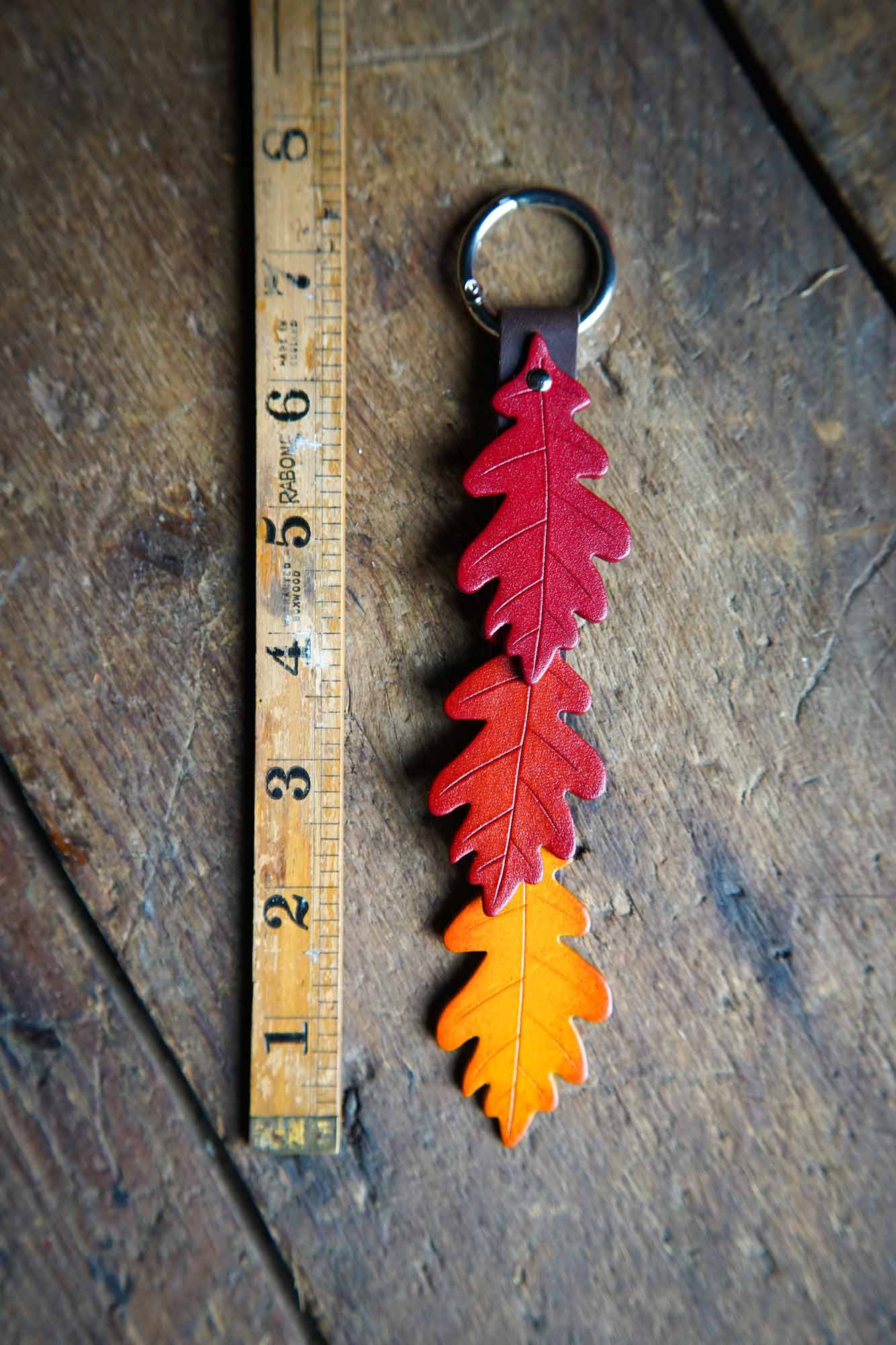 Fall Oak Leaf - Leather Bag Charm