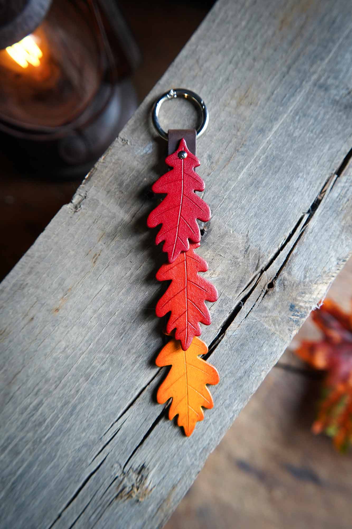 Fall Oak Leaf - Leather Bag Charm