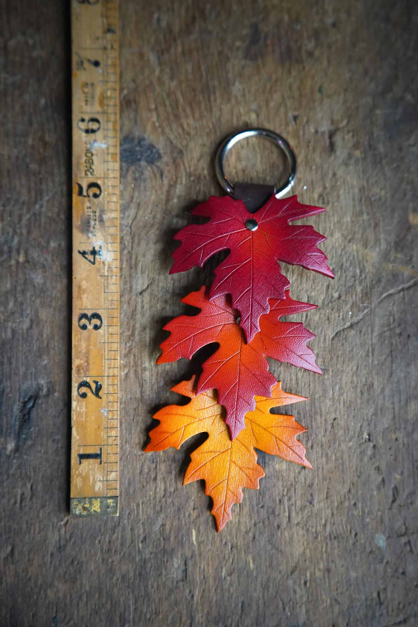 Fall Sugar Maple Leaf - Leather Bag Charm