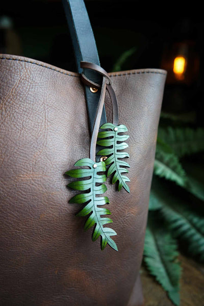 Fern Leather Bag Charm