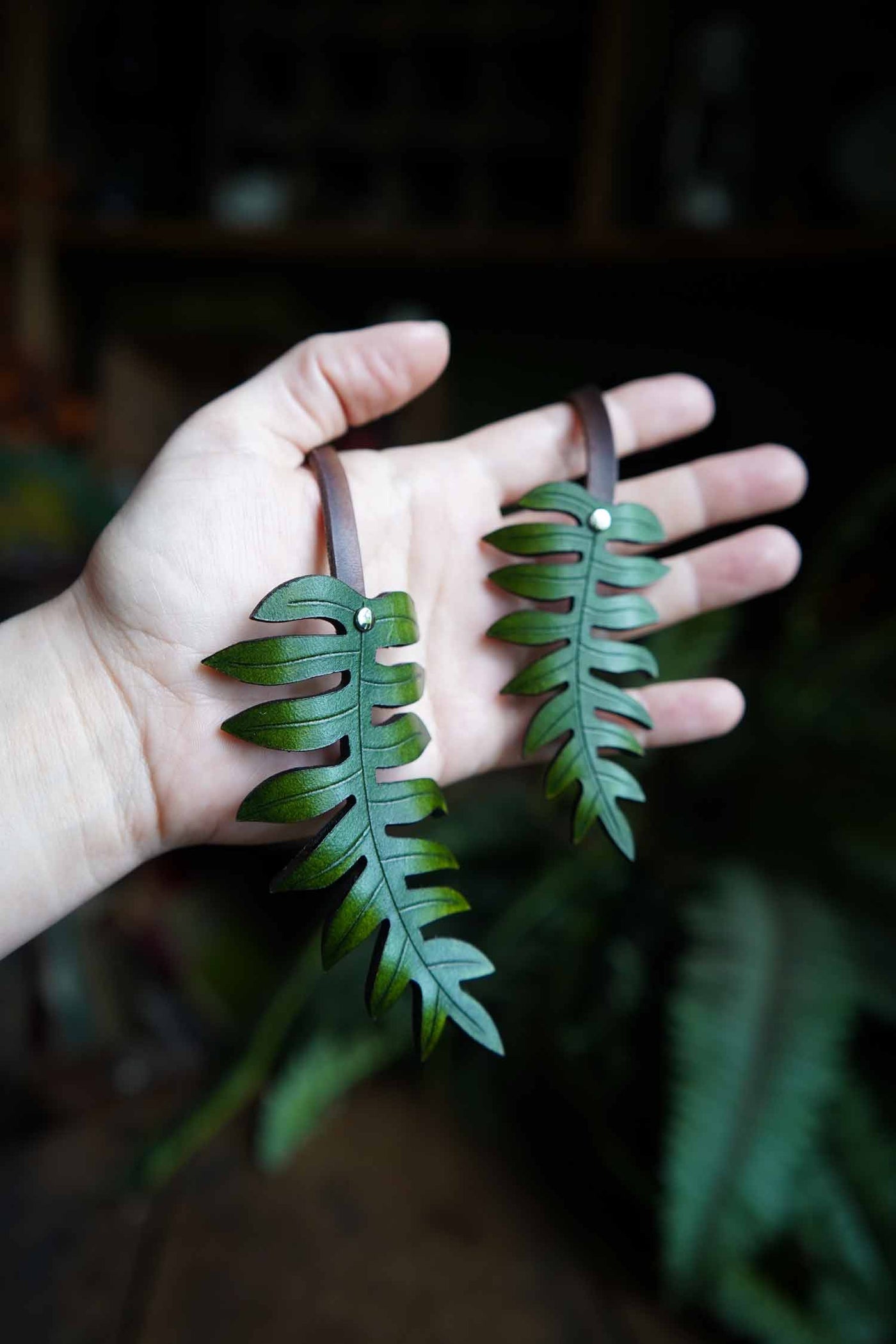 Fern Leather Bag Charm