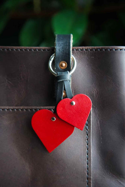 Heart Leather Bag Charm or Keychain