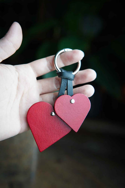 Heart Leather Bag Charm or Keychain