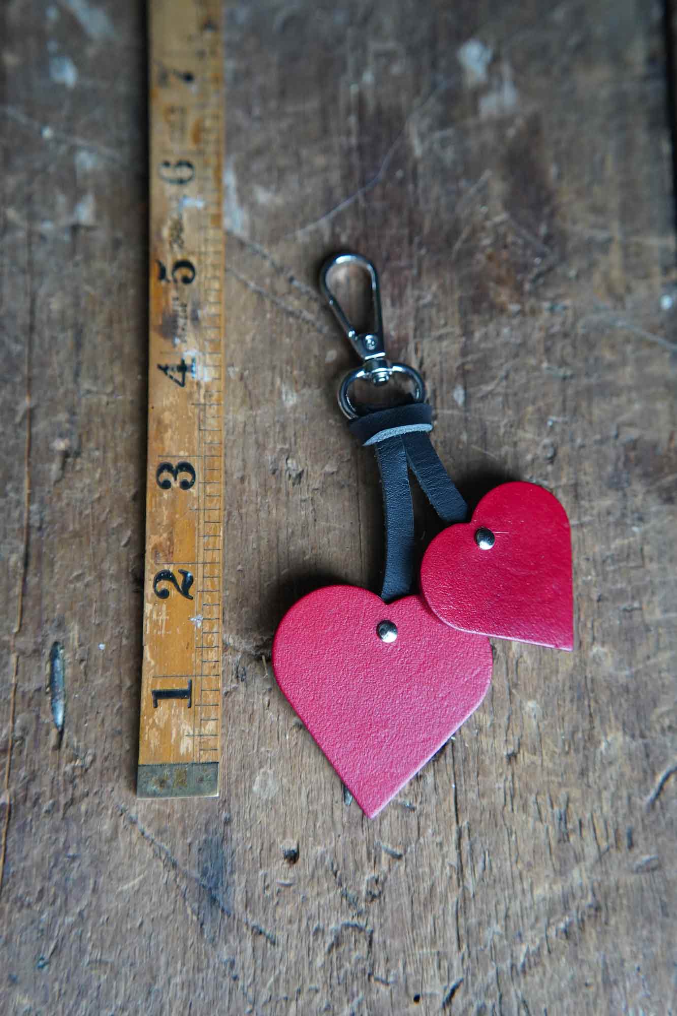 Heart Leather Bag Charm or Keychain