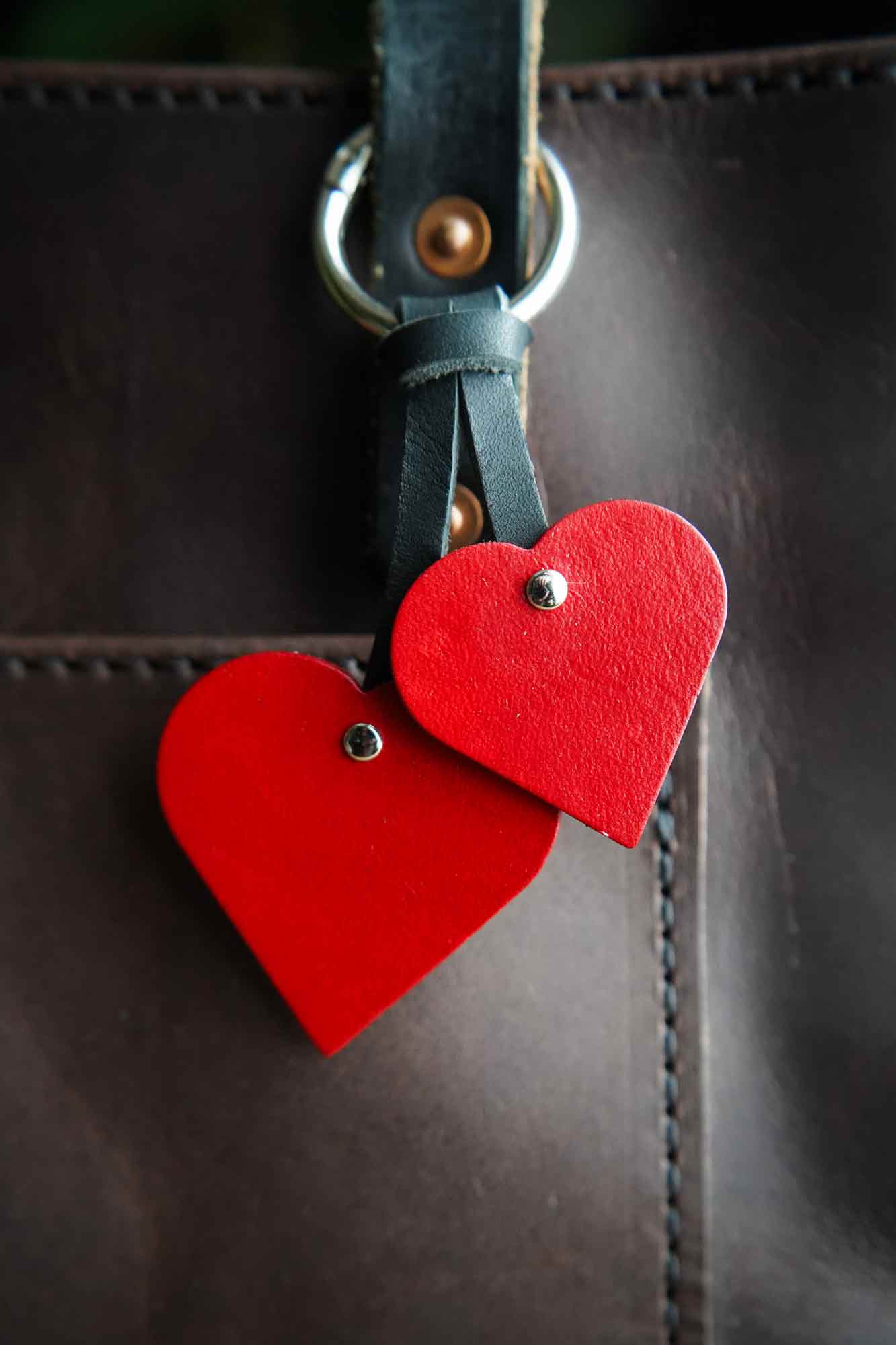 Heart Leather Bag Charm or Keychain