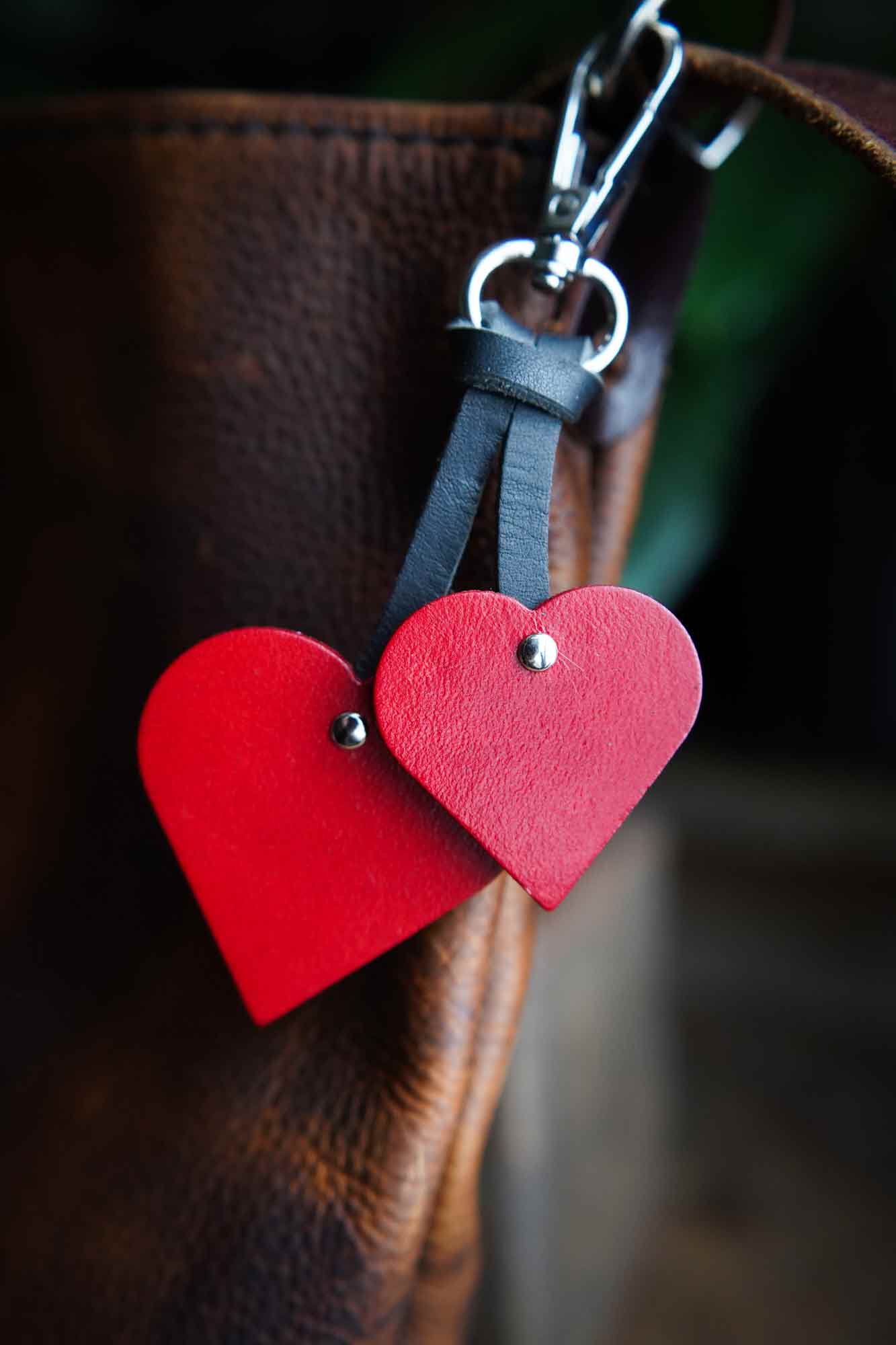 Heart Leather Bag Charm or Keychain