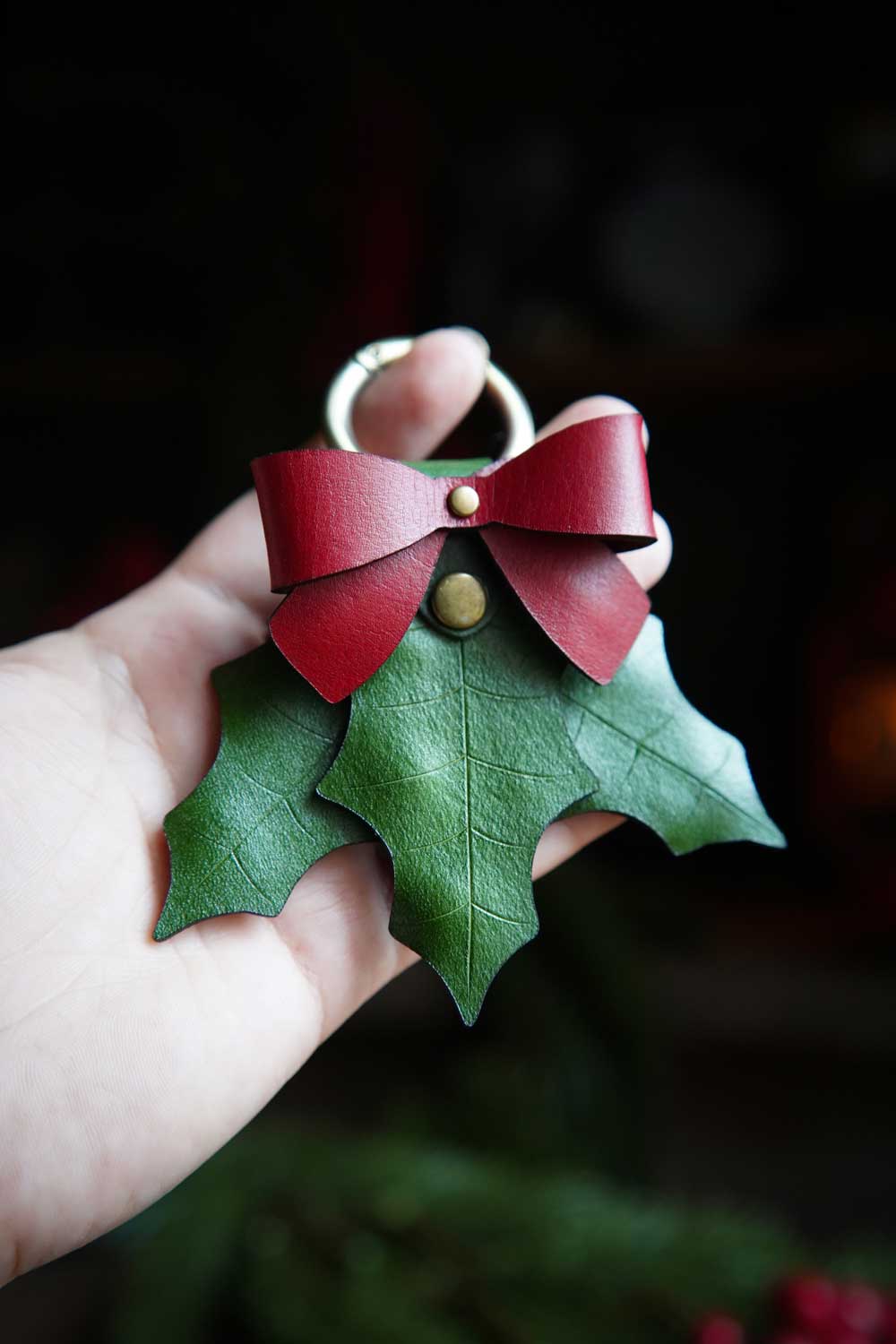 Holly Multi Leaf Leather Bag Charm