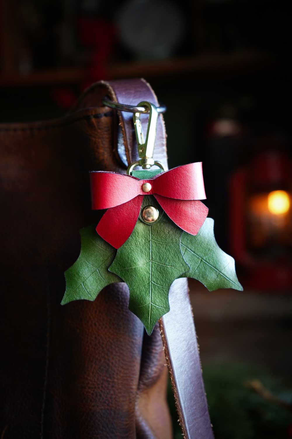 Holly Multi Leaf Leather Bag Charm
