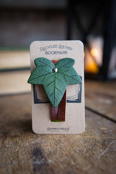 Ivy Leaf Leather Bookmark