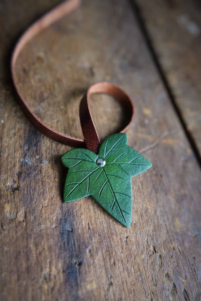 Ivy Leaf Leather Bookmark