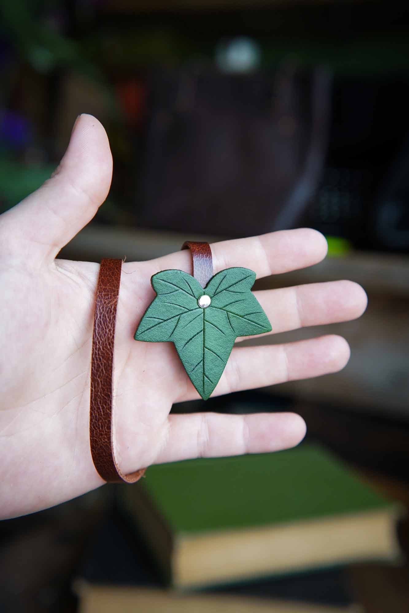 Ivy Leaf Leather Bookmark