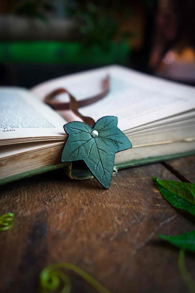 Ivy Leaf Leather Bookmark