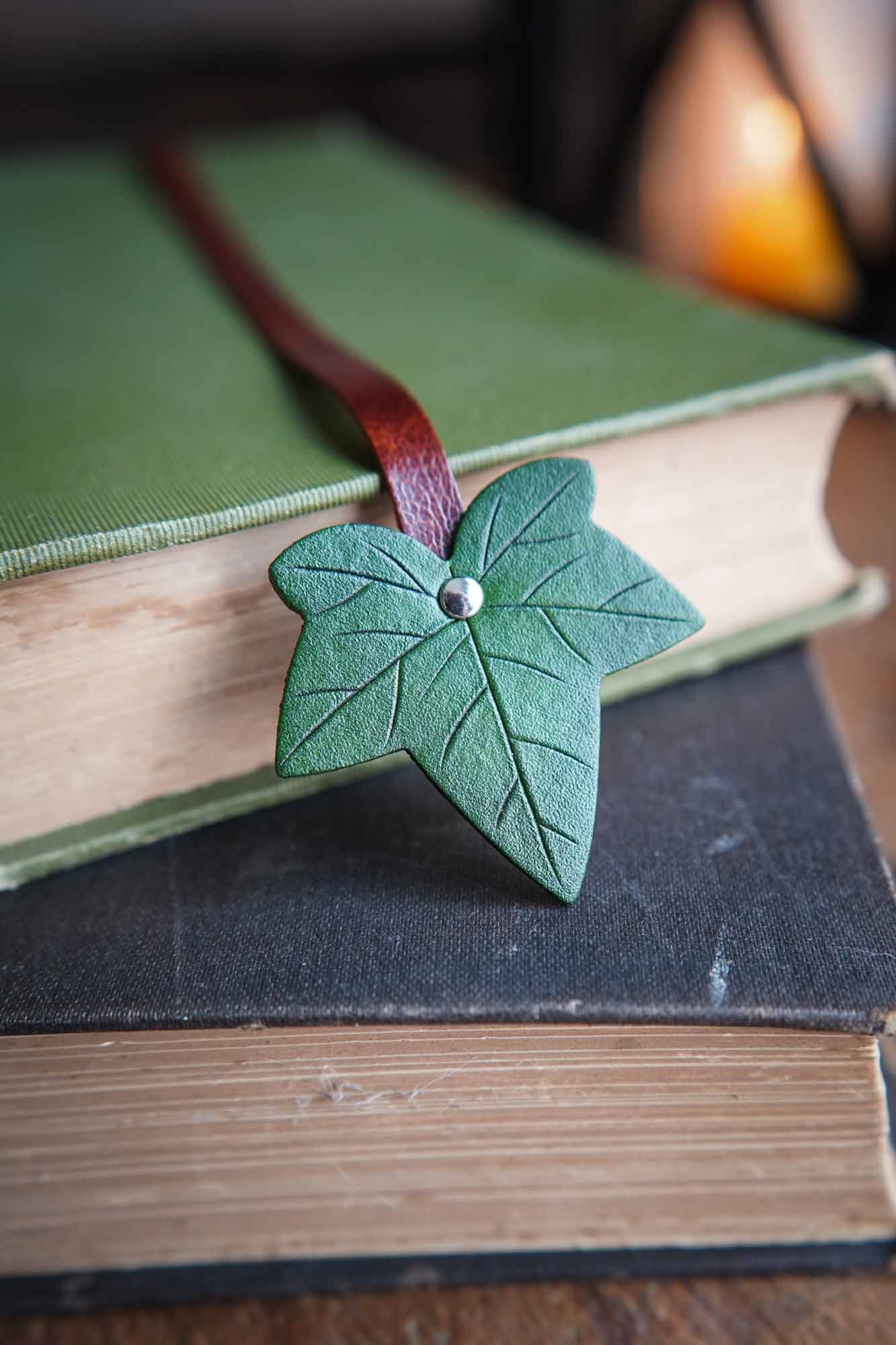 Ivy Leaf Leather Bookmark