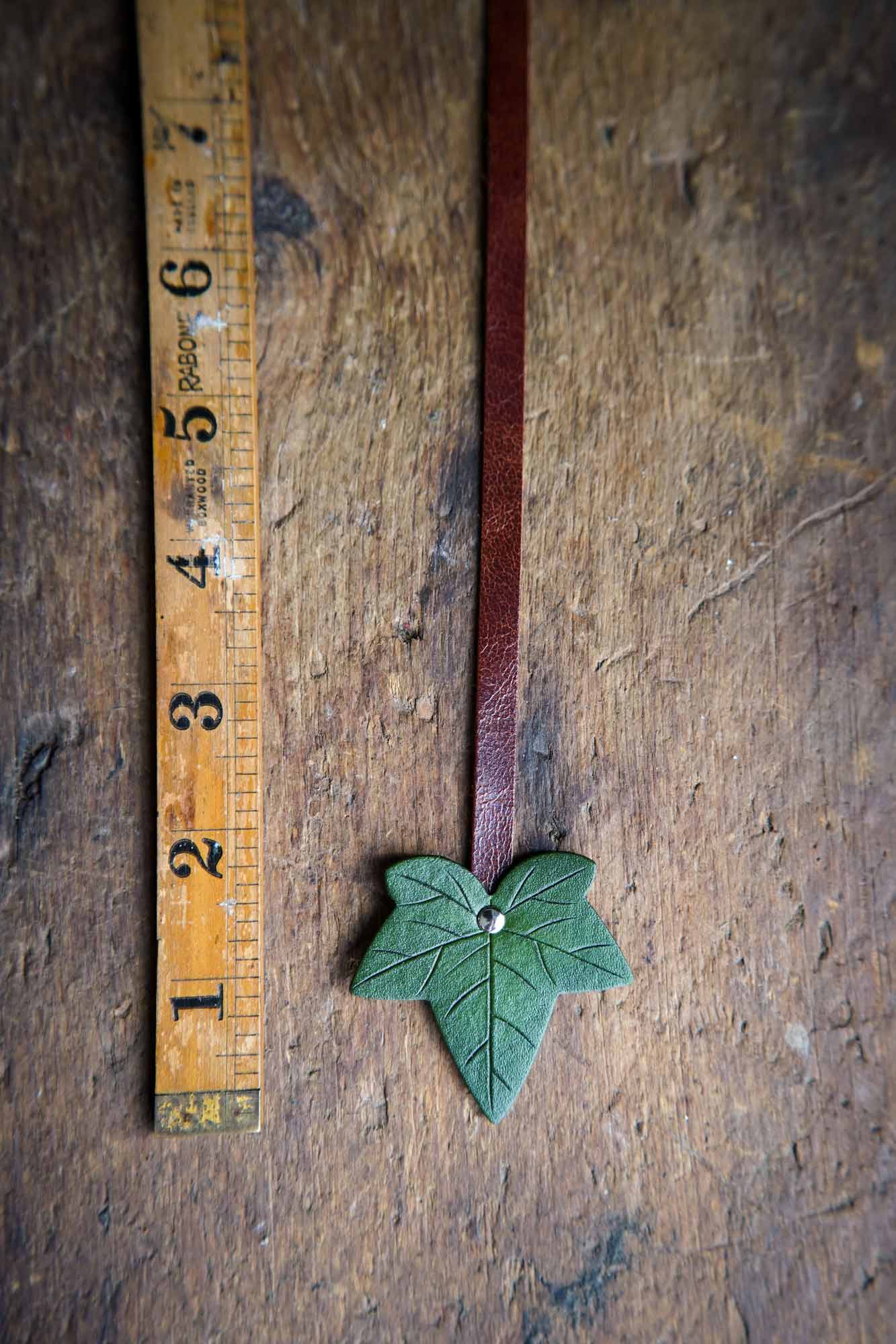 Ivy Leaf Leather Bookmark