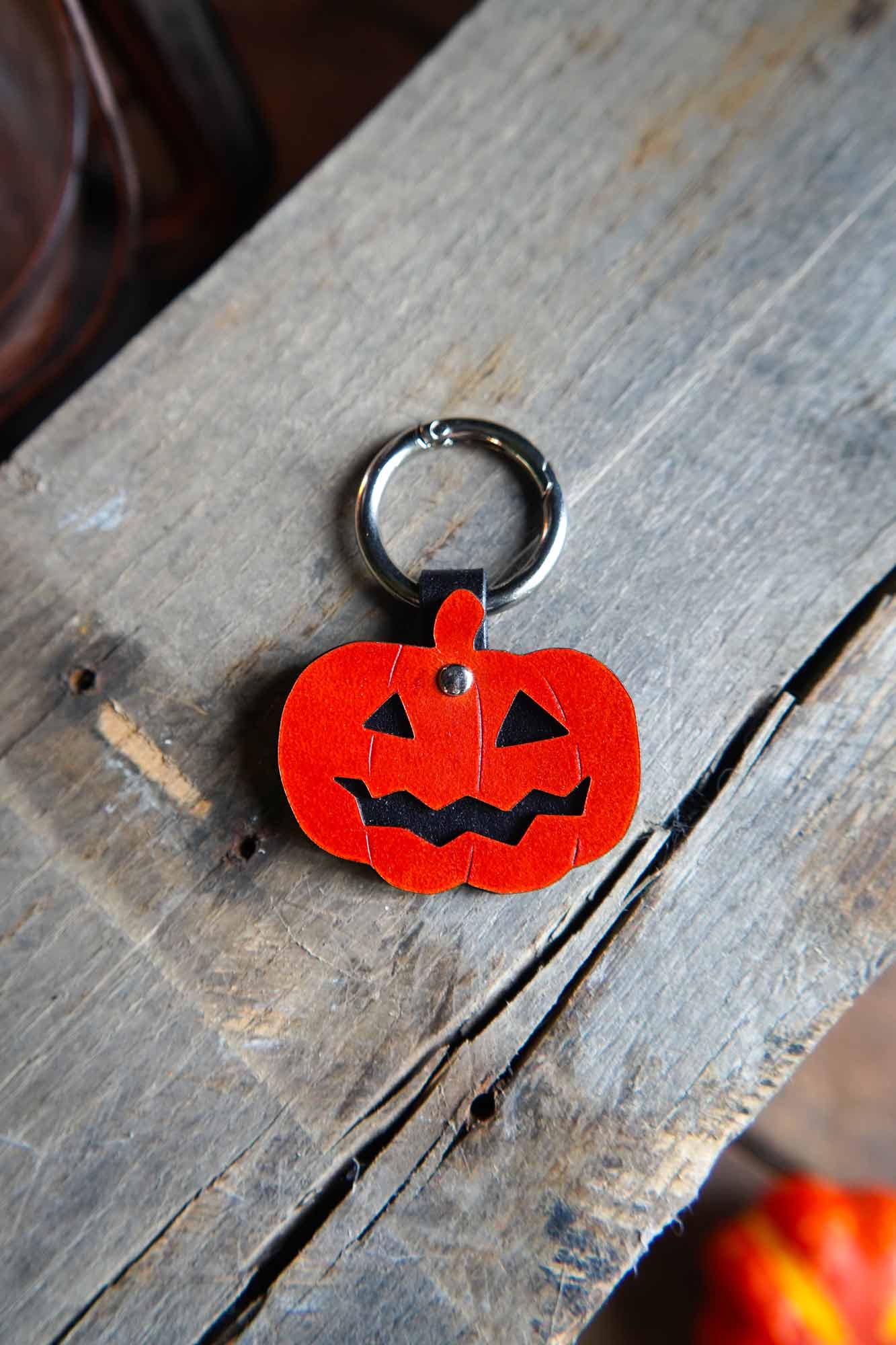 Jack O Lantern Leather Bag Charm