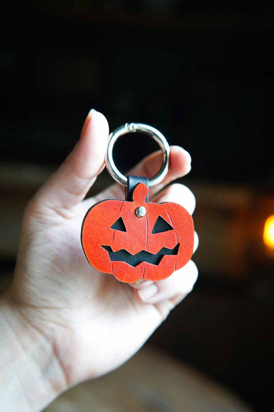 Jack O Lantern Leather Bag Charm