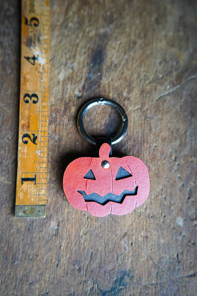 Jack O Lantern Leather Bag Charm