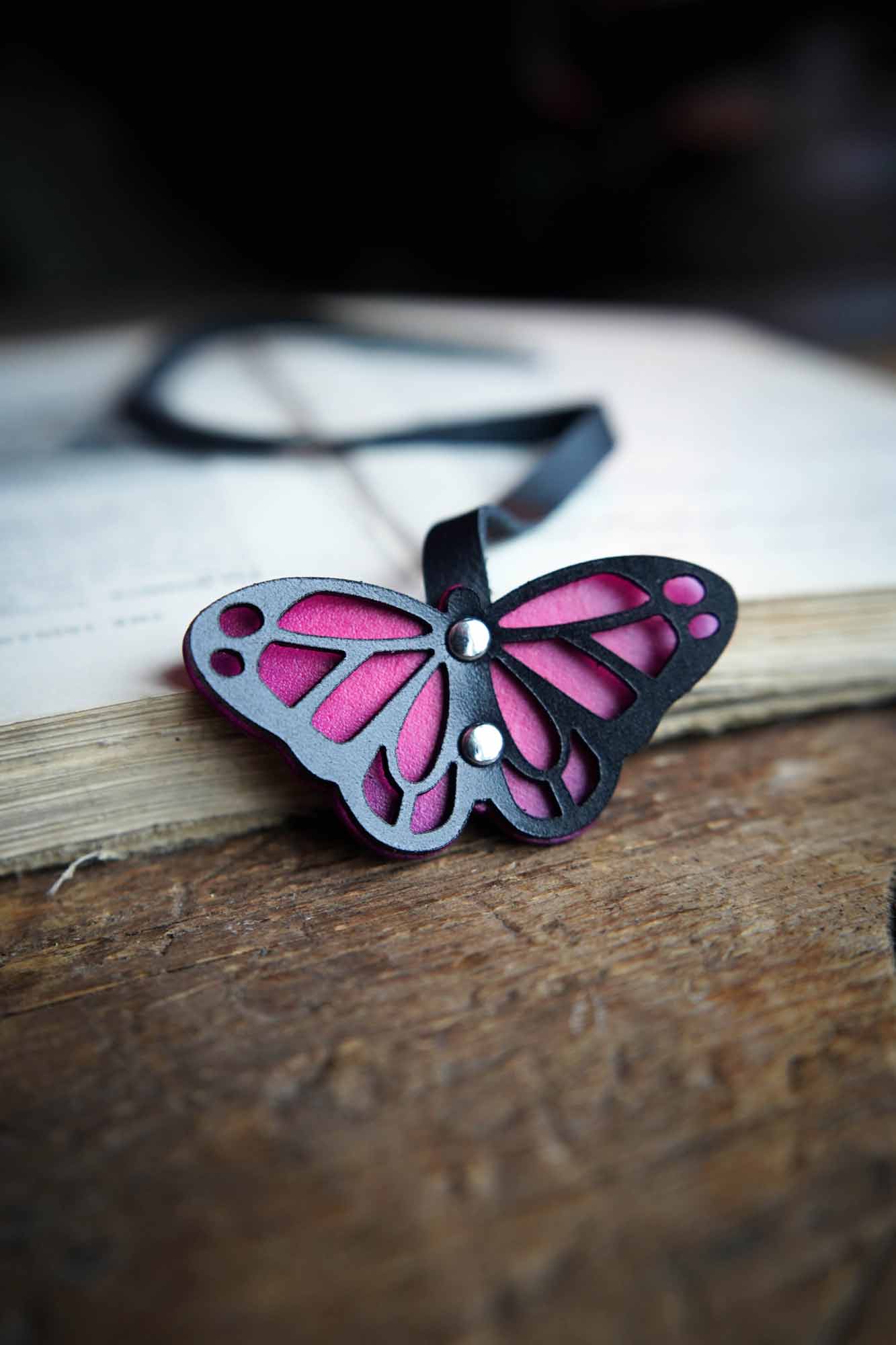 Butterfly Leather Bookmark