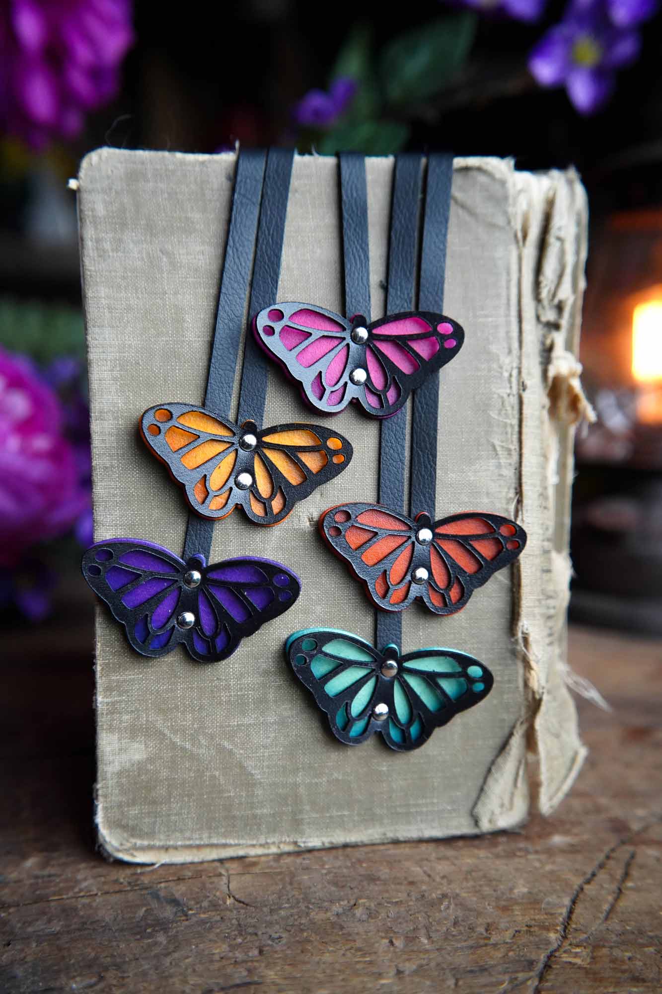 Butterfly Leather Bookmark