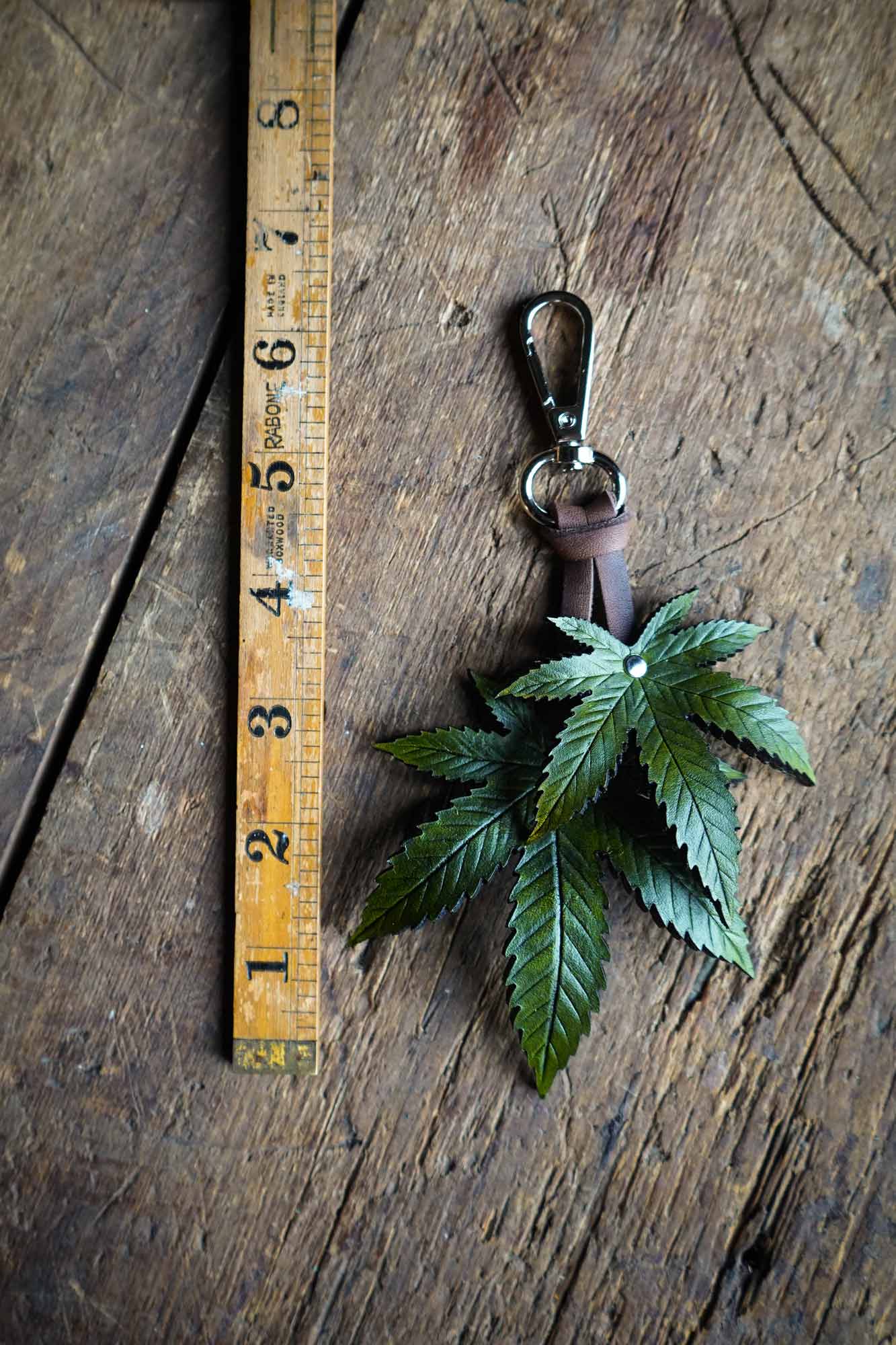Cannabis - Leather Bag Charm or Keychain