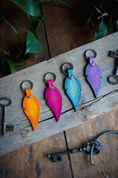 Feather Leather Keychain