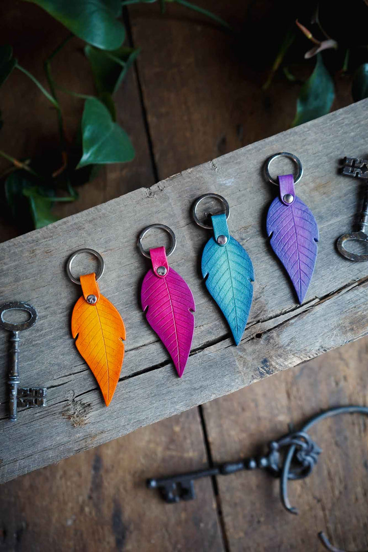 Leather-Feather-Keychain-
