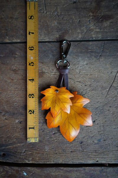 Maple Leaf - Leather Bag Charm or Keychain