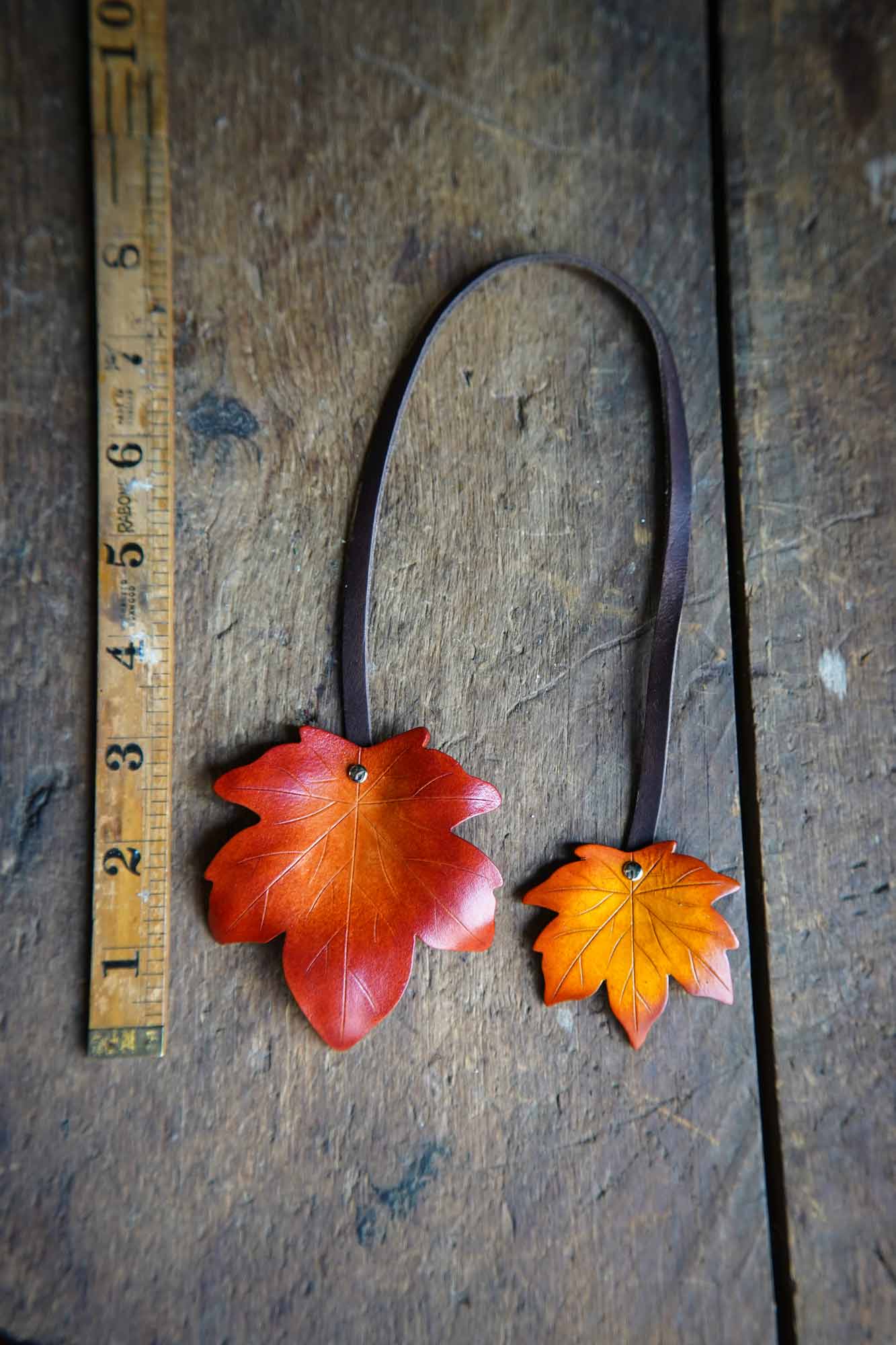 Maple Leaf Leather Bag Charm - Custom Colors