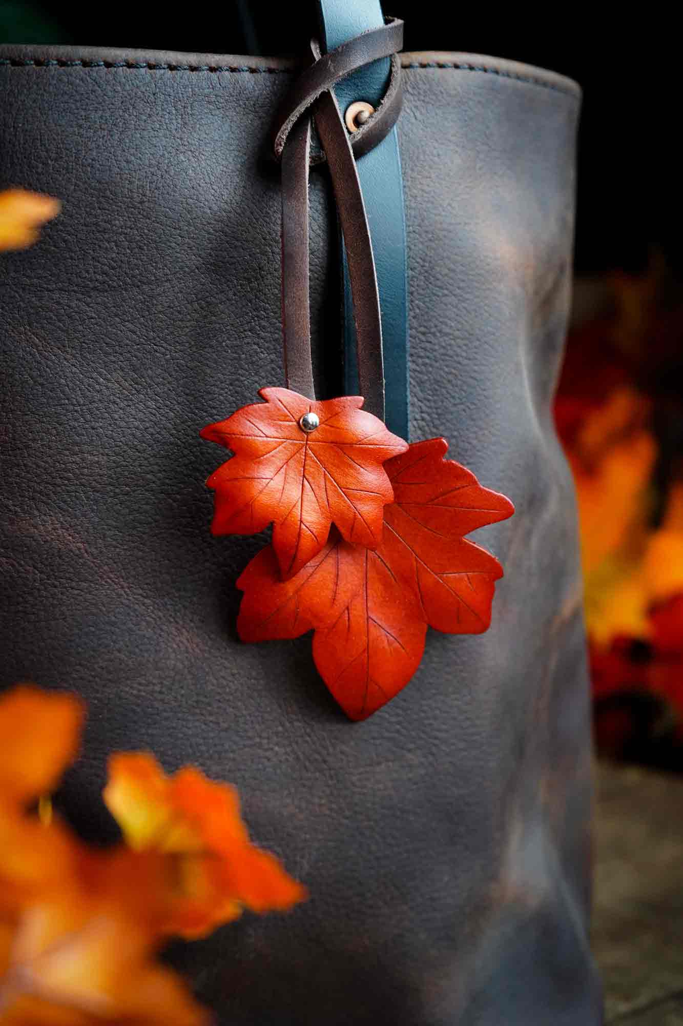 Maple Leaf Leather Bag Charm