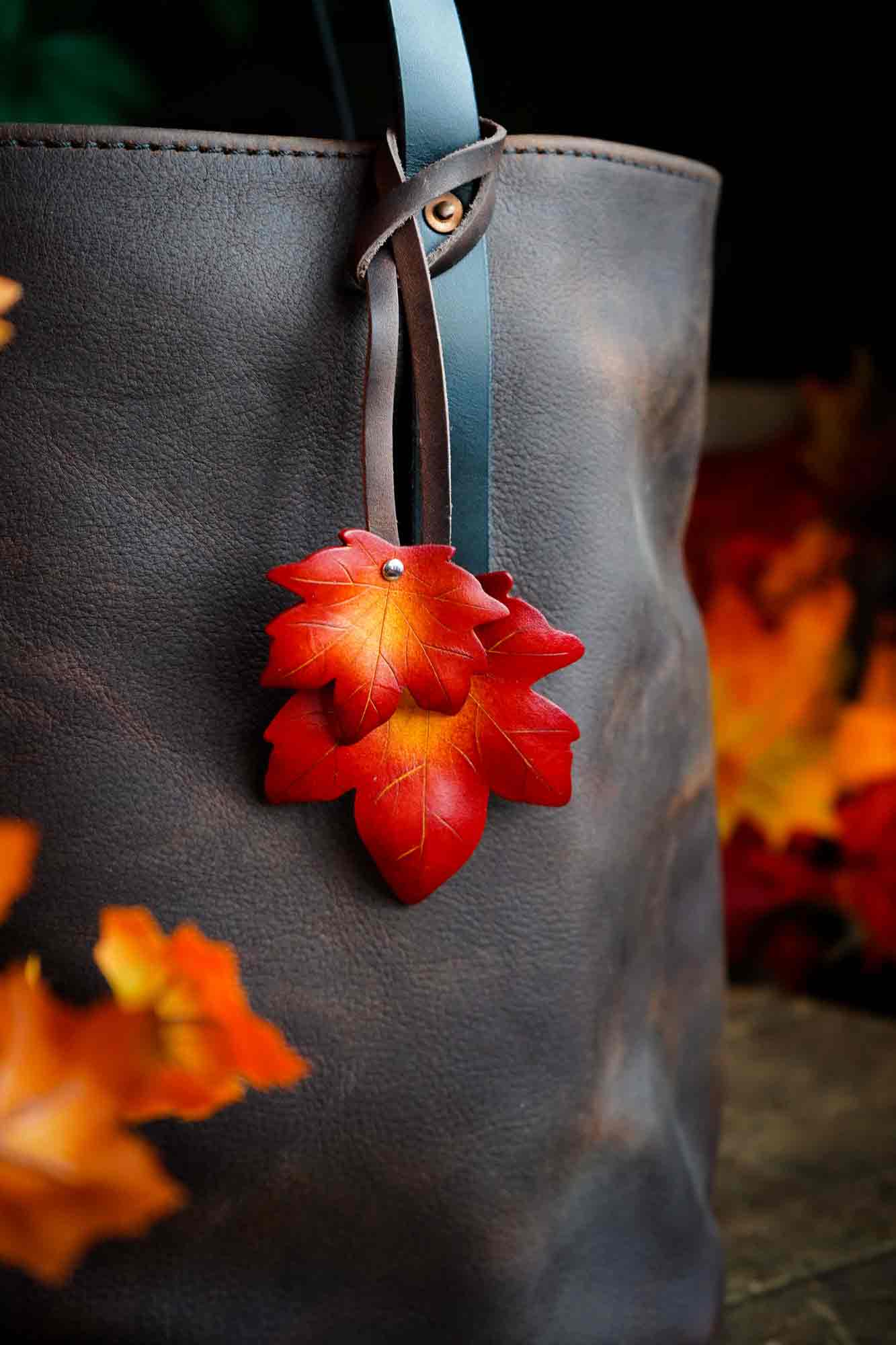 Maple Leaf Leather Bag Charm