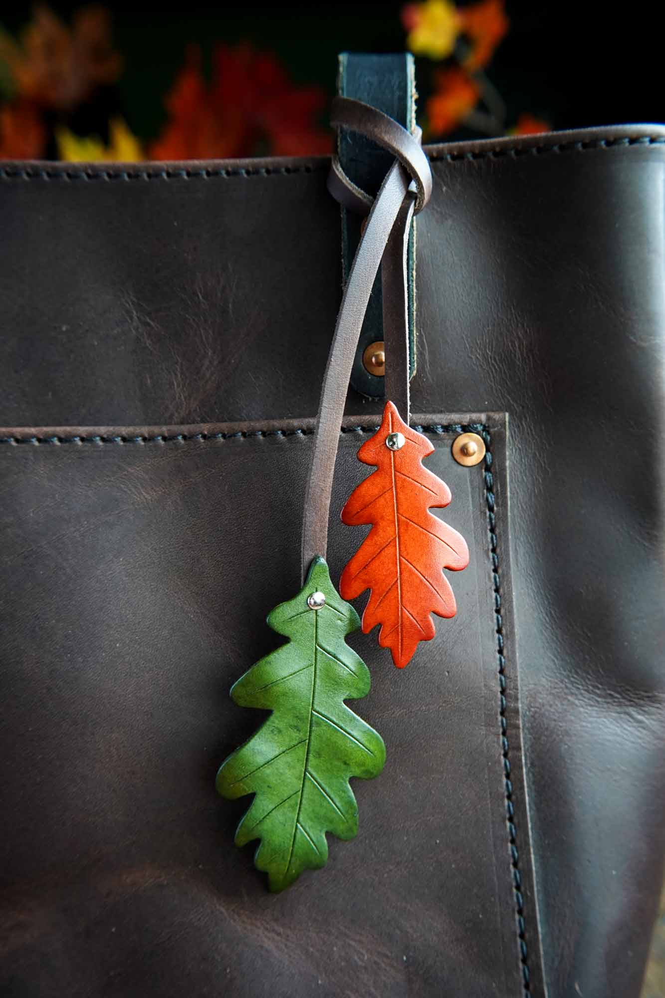 Oak Leaf Bag Charm - Custom Colors