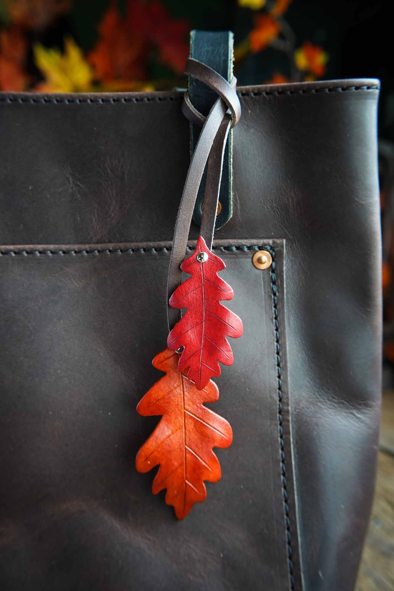 Oak Leaf Bag Charm - Custom Colors