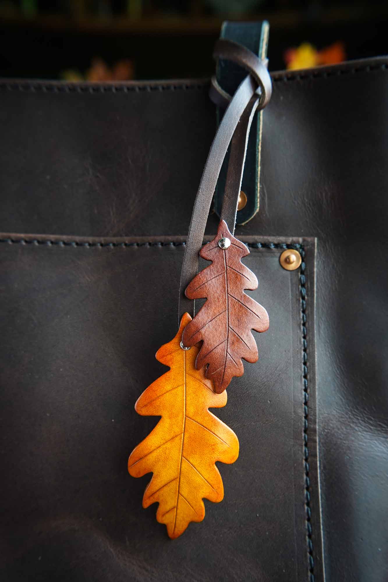 Oak Leaf Bag Charm - Custom Colors